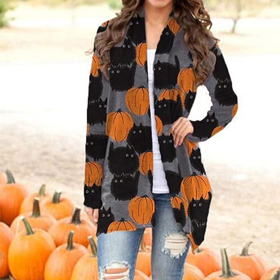 Mystic Farrah | Pumpkin Cat Witch Hat Cardigan