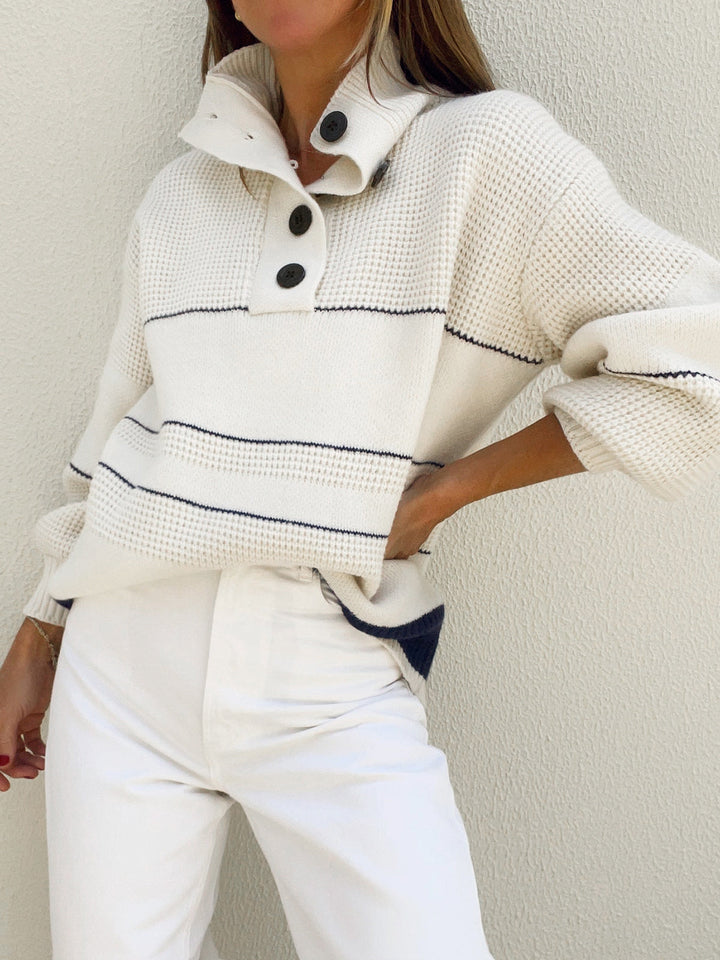 Abby™ | Open Collar Button Up Sweater