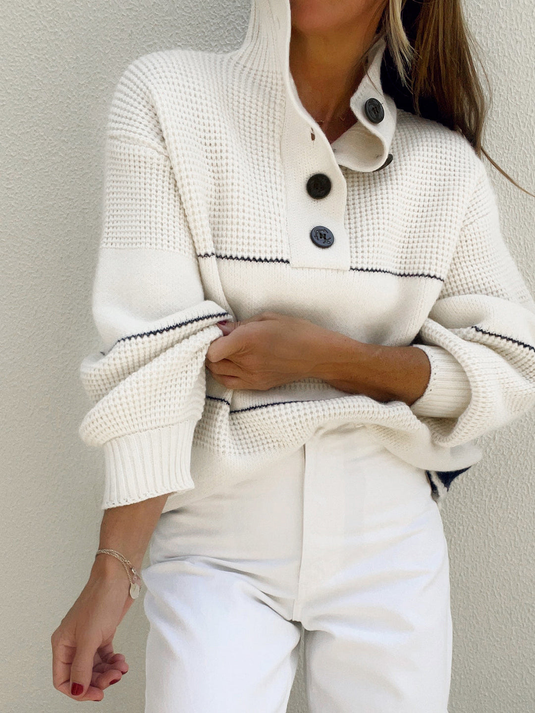 Abby™ | Open Collar Button Up Sweater