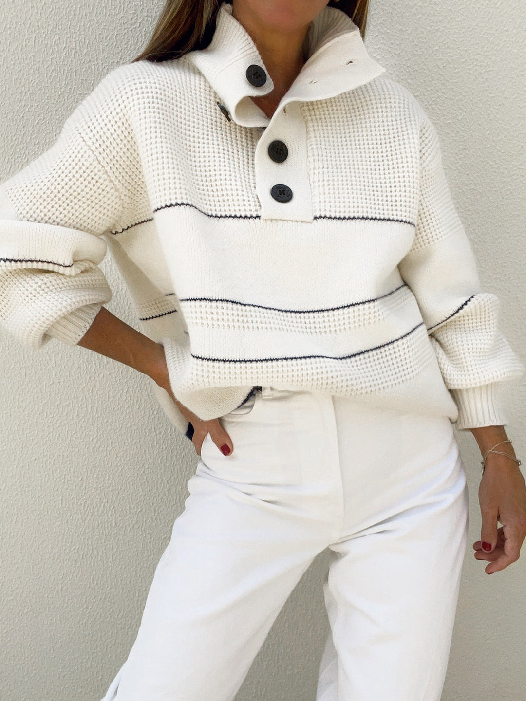 Abby™ | Open Collar Button Up Sweater