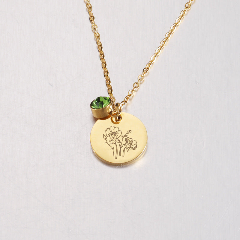 Birth Flower Pendant Necklace