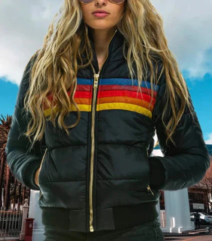 Jade™ | Retro Striped Puffer Jacket